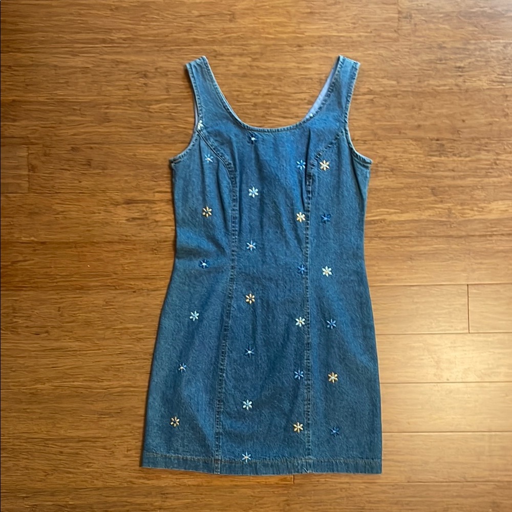 Blue Sheath Mini Dress with Silver Accents
